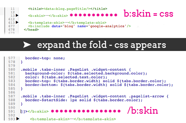 adding css code to b:skin or template
