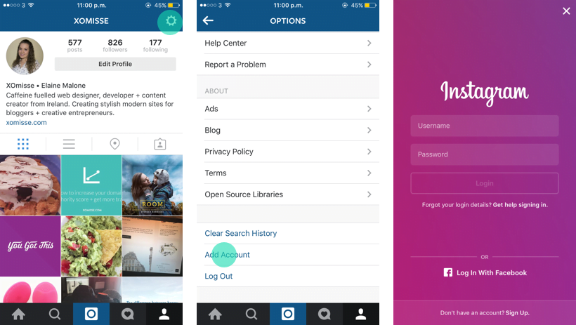 How to add multiple instagram accounts