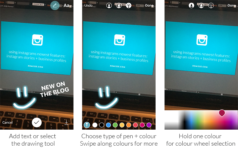 Getting started with Instagram Stories - Adding text, emojis, drawings and changing colours.