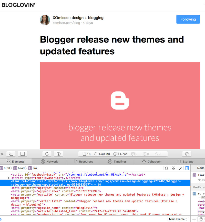 Bloglovin setting their URL as original version using canonical tag