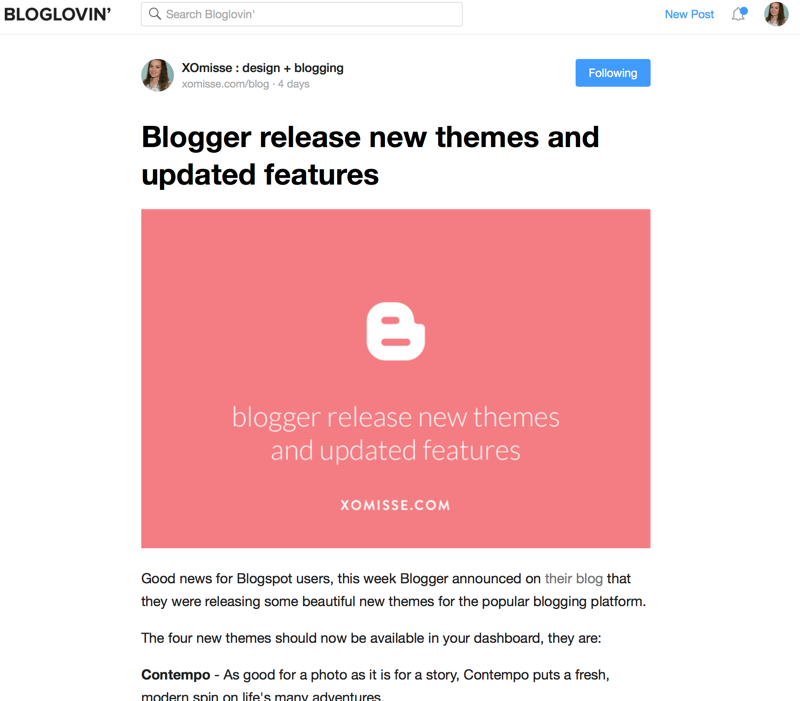 Bloglovin showing your full post on their site