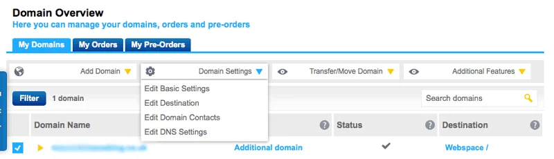 add custom domain using 1&1 on Blogger