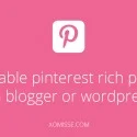 enable pinterest rich pins on blogger or wordpress