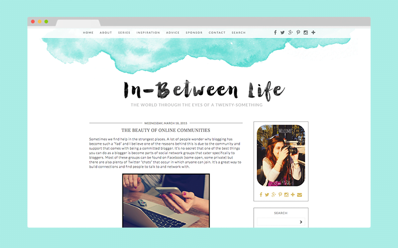 In Between Life Custom Blog Design