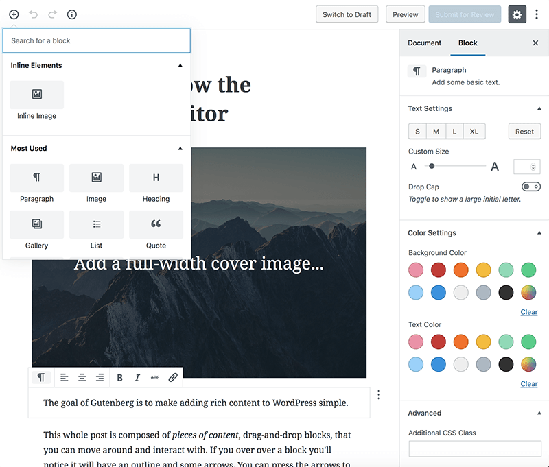 Overview Of The New Gutenberg WordPress Editor - Visual Mode