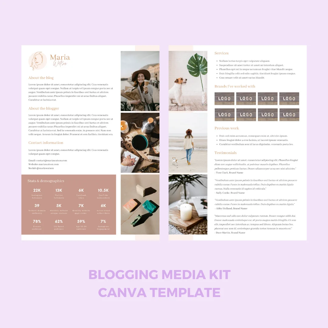 Canva Template Media Kit Blogging