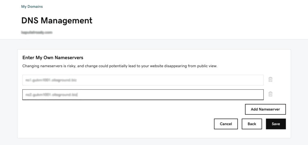 godaddy domain point to hostinger